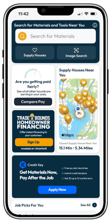 Credit Key widget in cell phone on toolbelt