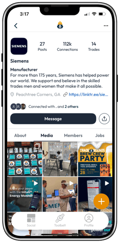 Siemens Company Account in cell phone